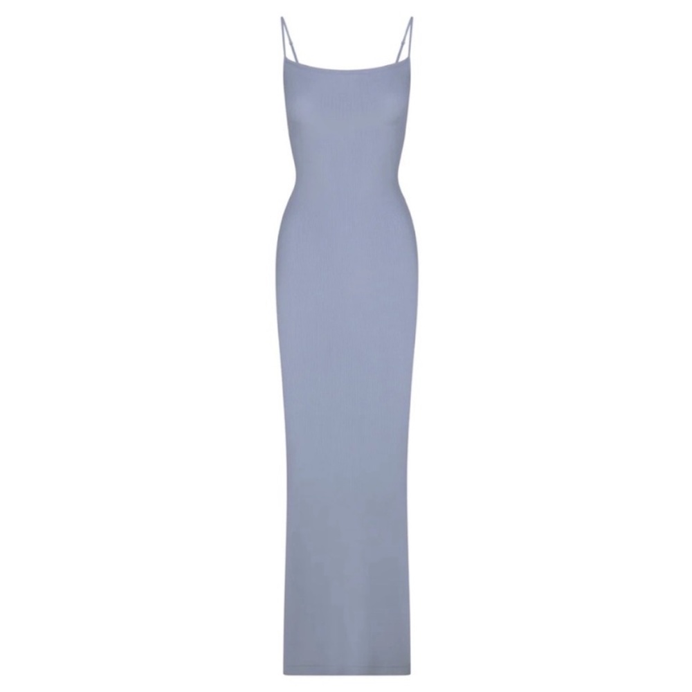 skims soft lounge long slip dress slate